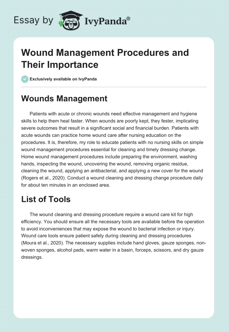 Wound Management Procedures and Their Importance. Page 1