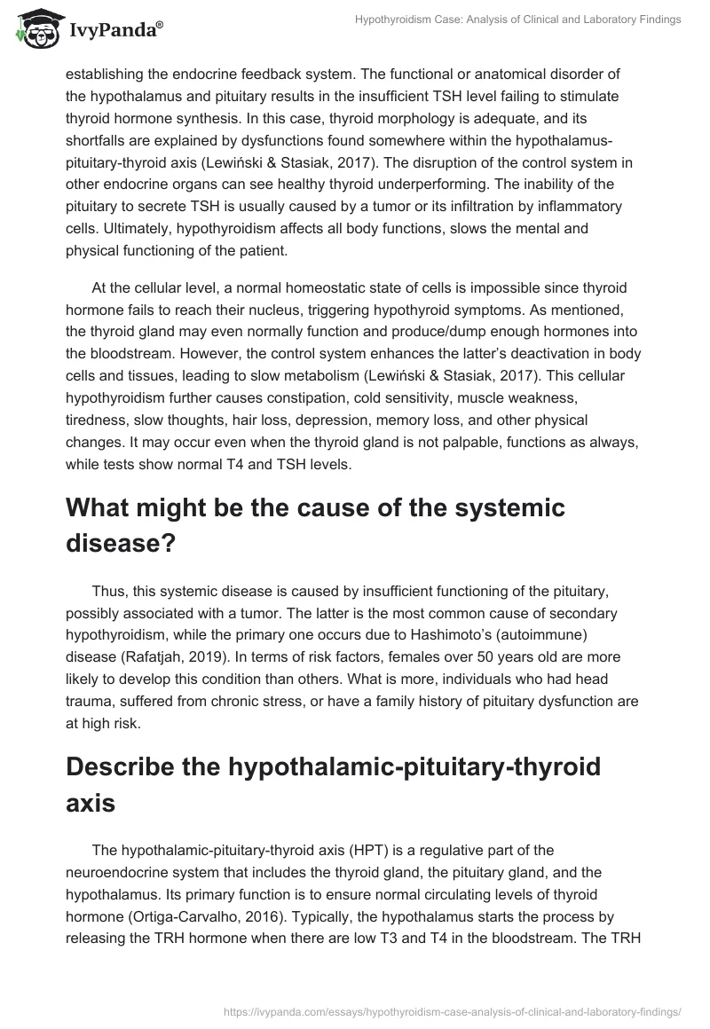 Hypothyroidism Case: Analysis of Clinical and Laboratory Findings. Page 2