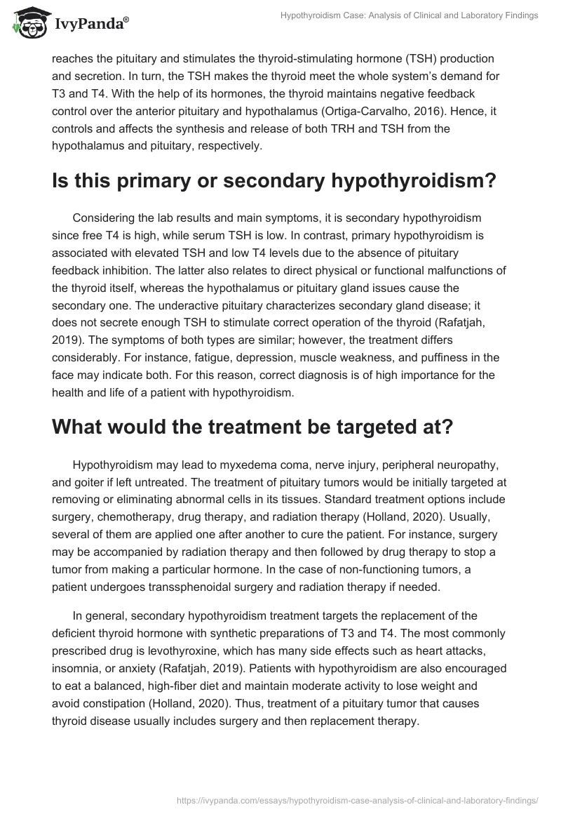 Hypothyroidism Case: Analysis of Clinical and Laboratory Findings. Page 3