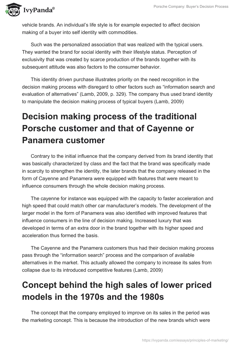Porsche Company: Buyer’s Decision Process. Page 2