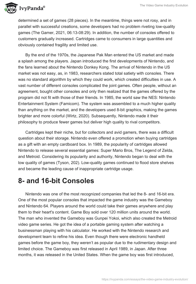 The Video Game Industry Evolution. Page 2