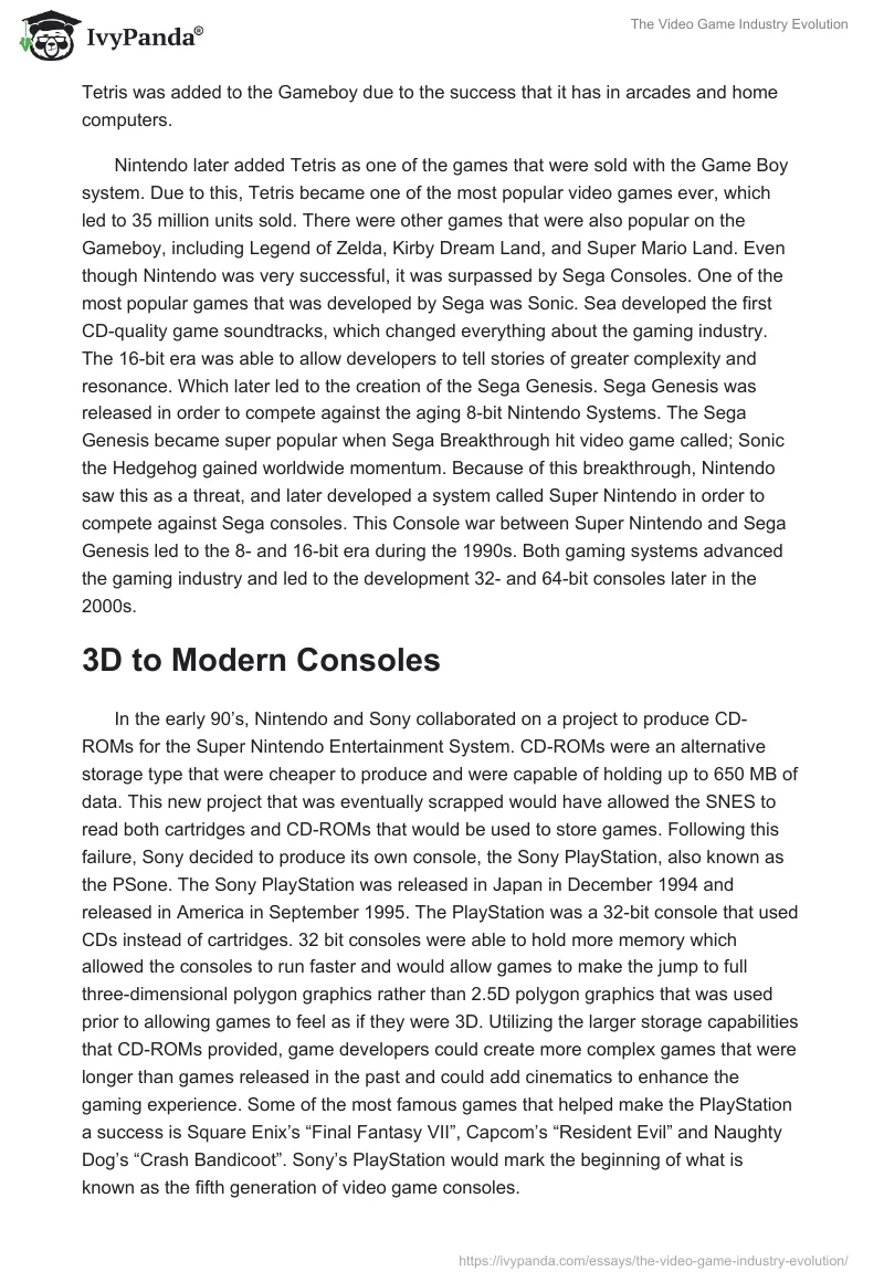 The Video Game Industry Evolution. Page 3