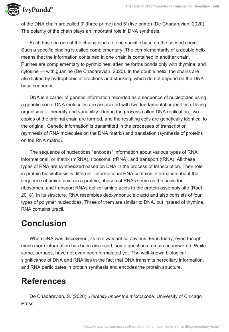 The Role of Chromosomes in Transmitting Hereditary Traits. Page 2