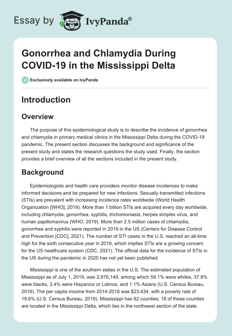 Gonorrhea and Chlamydia During COVID-19 in the Mississippi Delta. Page 1