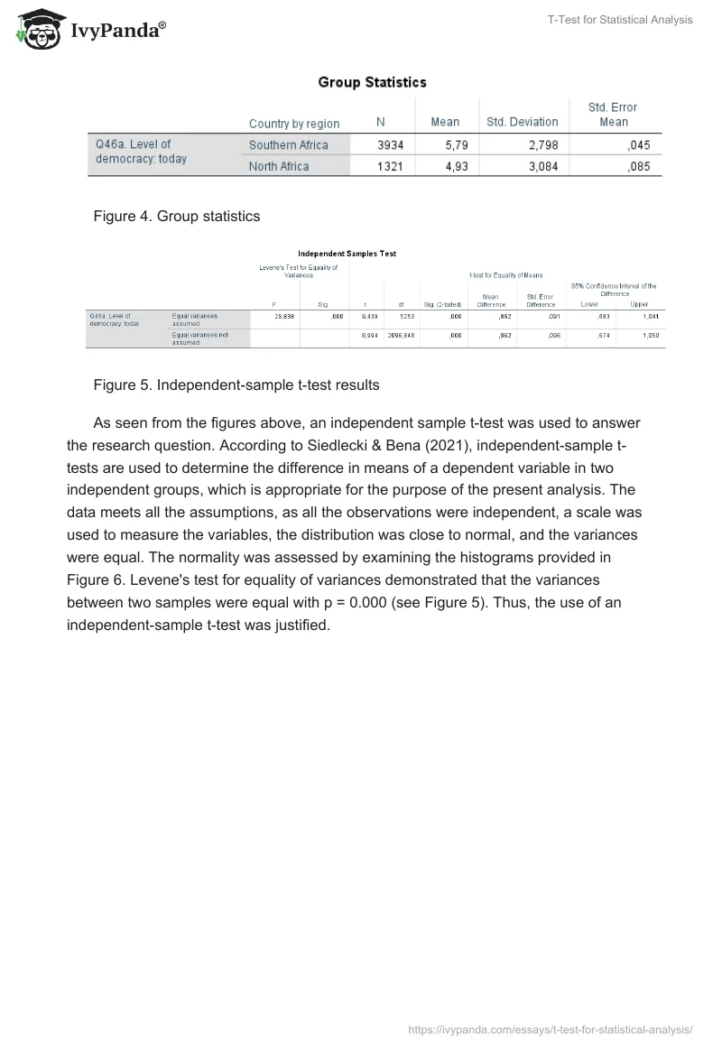 T-Test for Statistical Analysis. Page 4