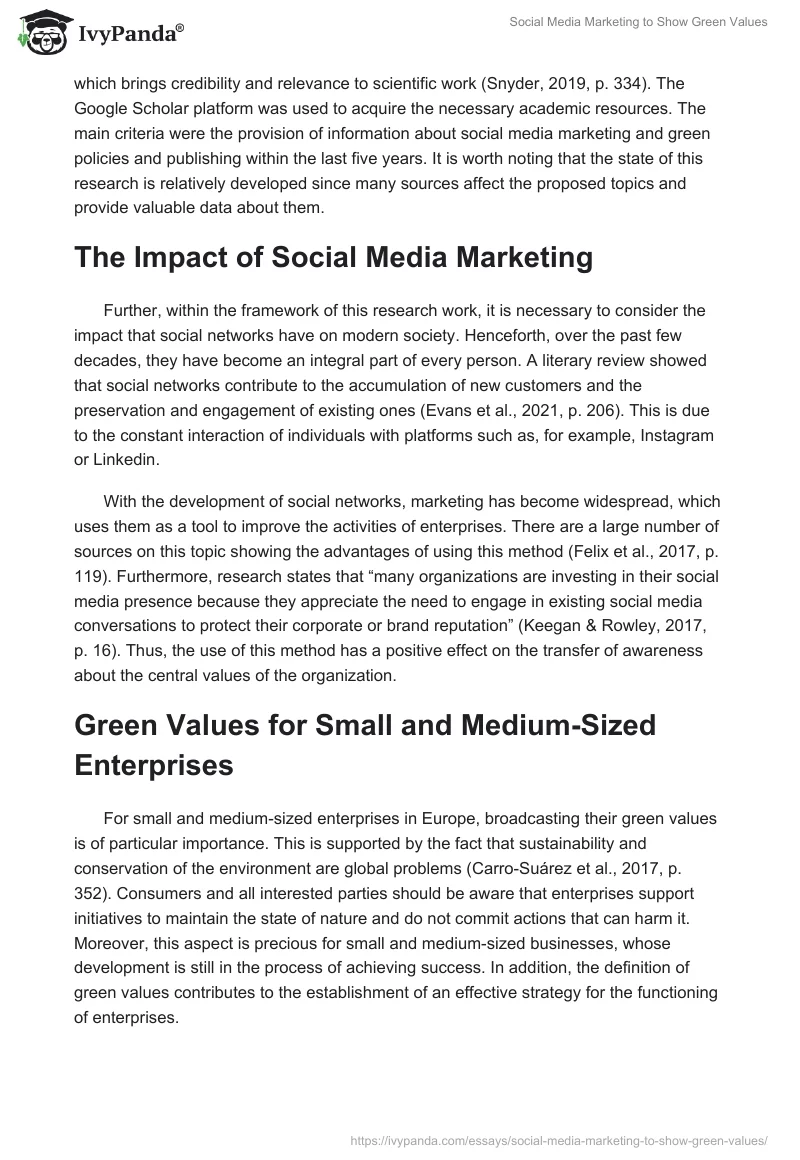 Social Media Marketing to Show Green Values. Page 2