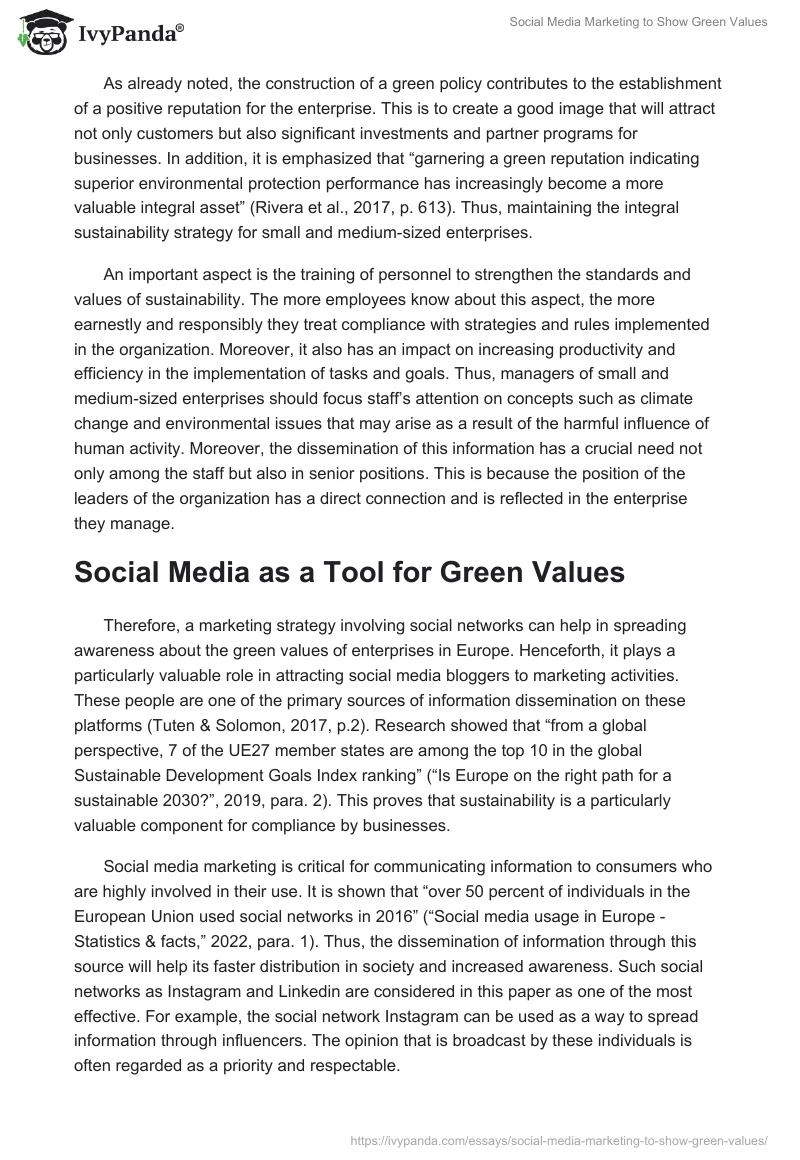 Social Media Marketing to Show Green Values. Page 3