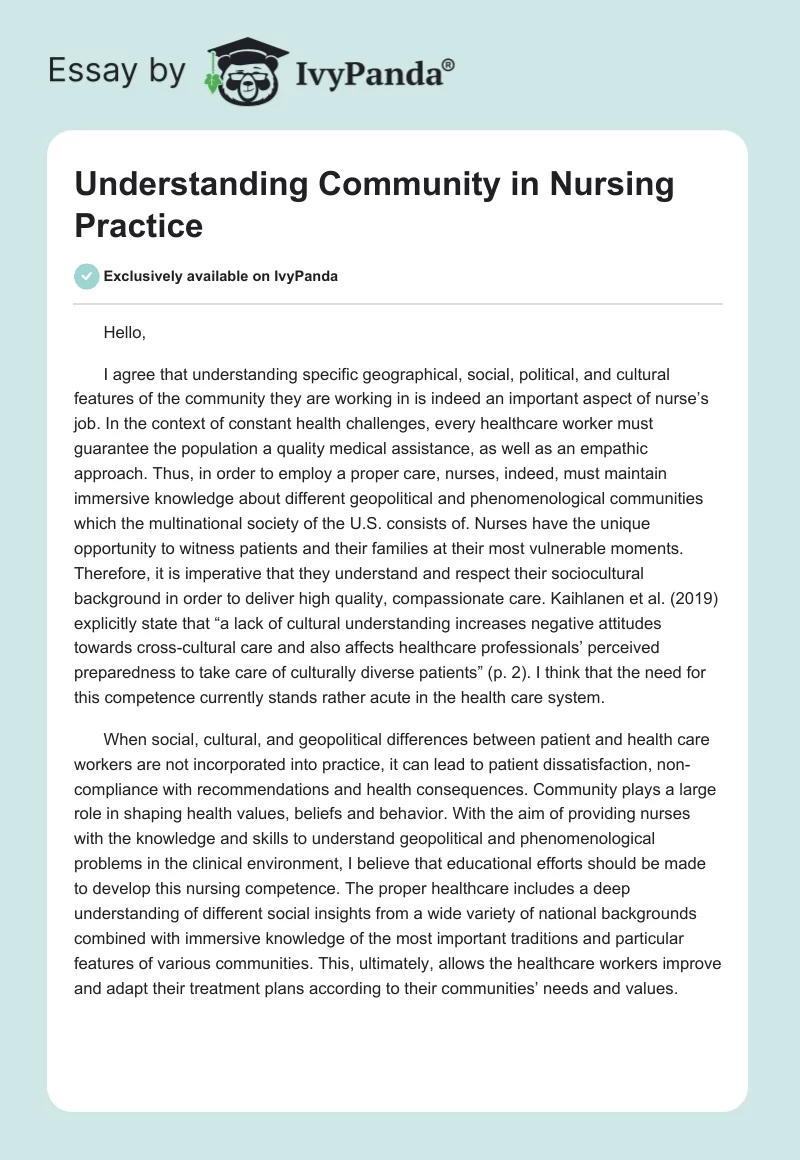 Understanding Community in Nursing Practice. Page 1