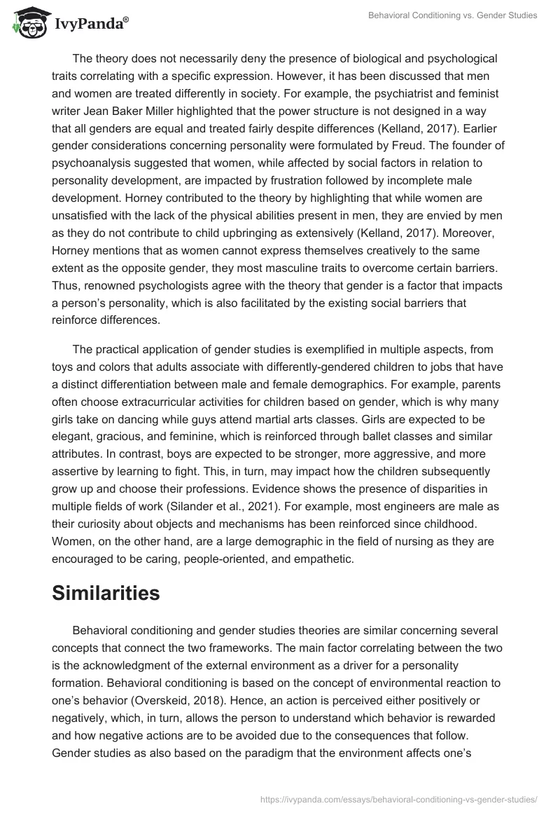 Behavioral Conditioning vs. Gender Studies. Page 3