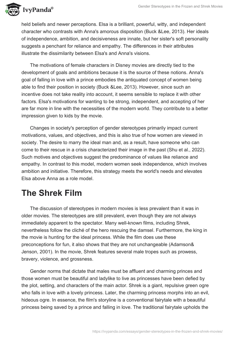 Gender Stereotypes in the "Frozen" and "Shrek" Movies. Page 2