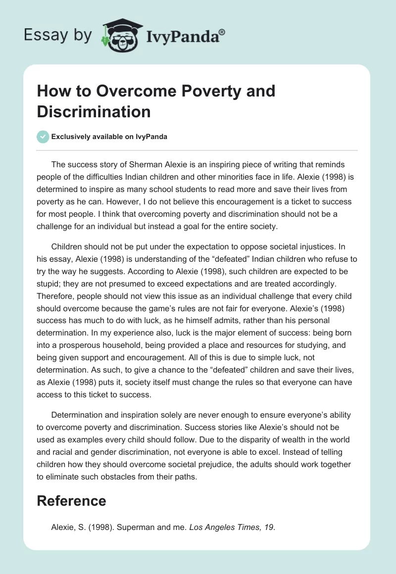How to Overcome Poverty and Discrimination. Page 1