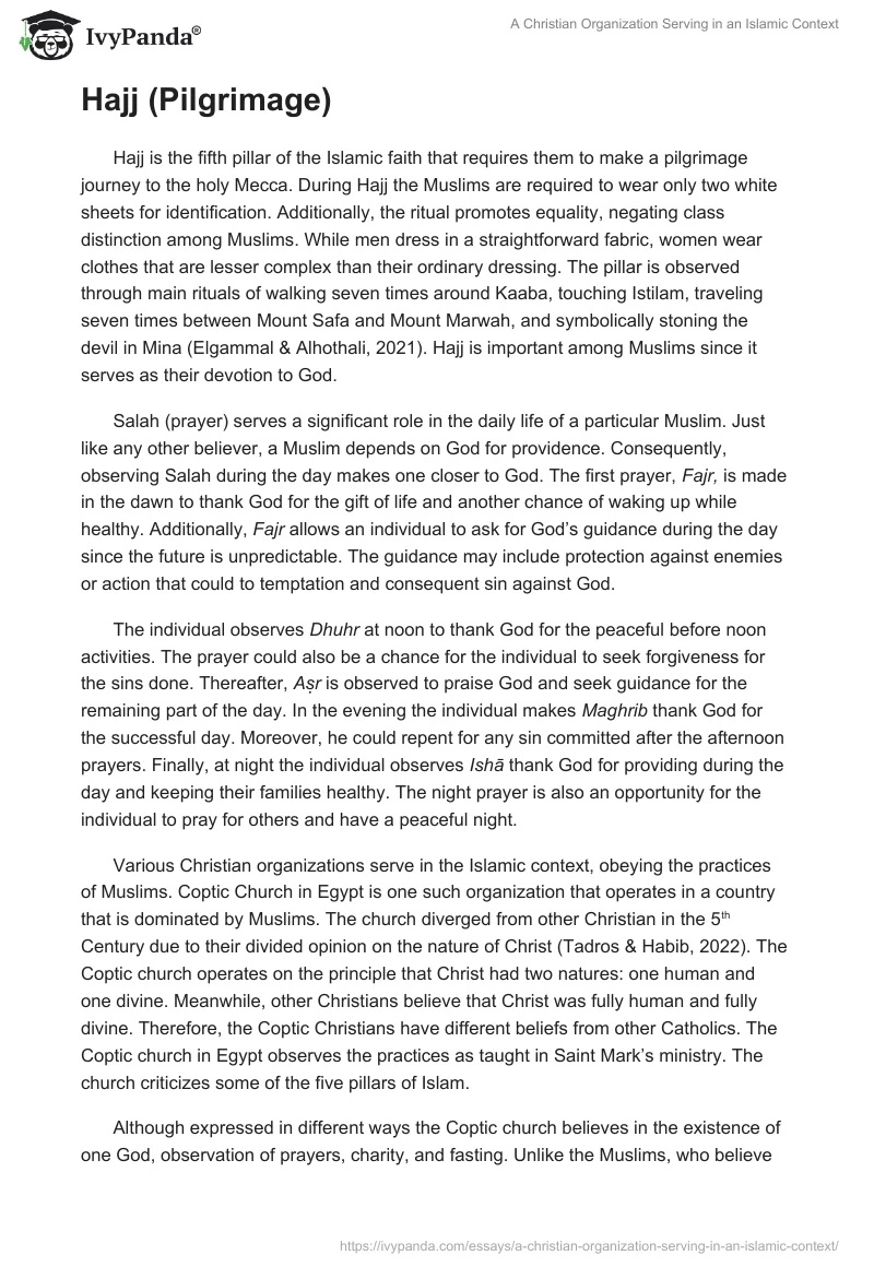 A Christian Organization Serving in an Islamic Context. Page 3