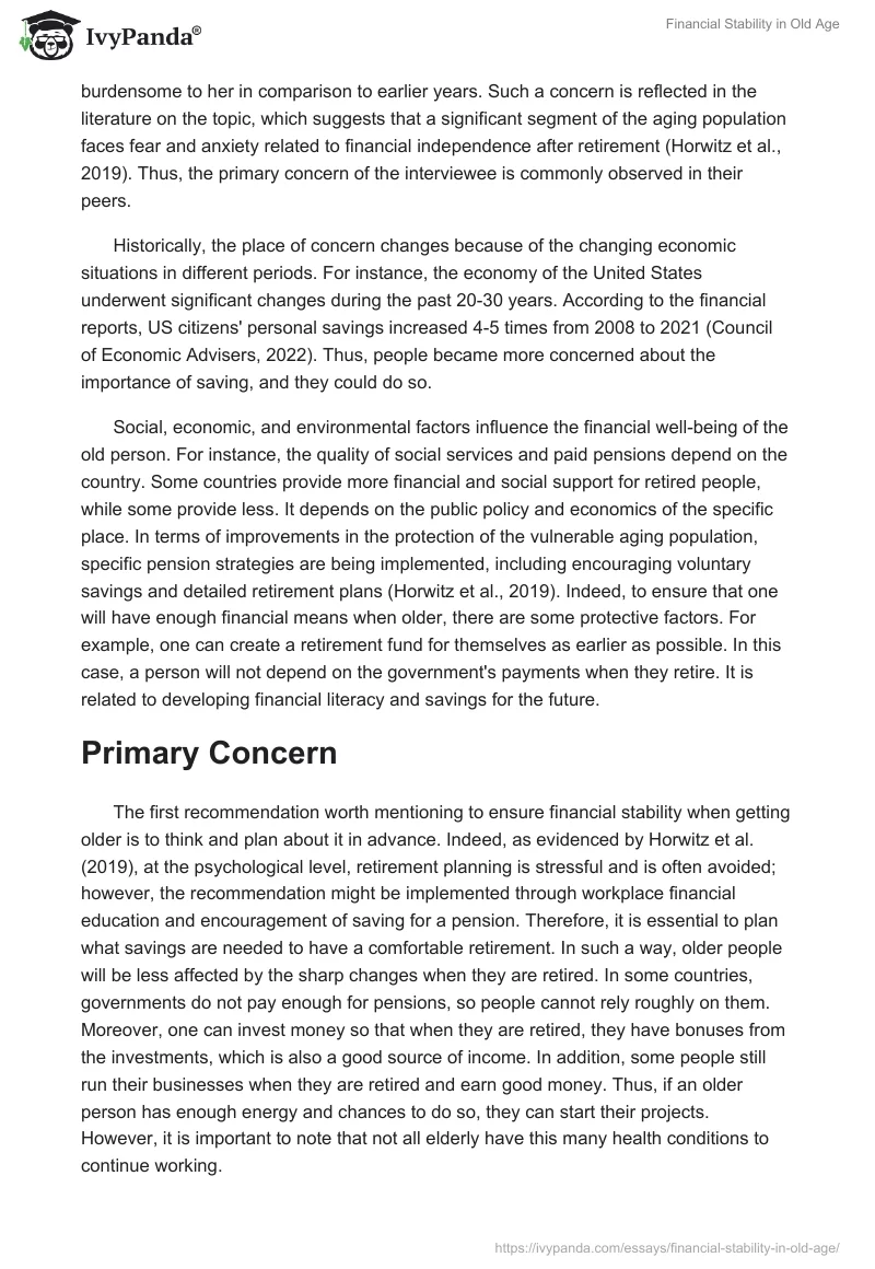 Financial Stability in Old Age. Page 2