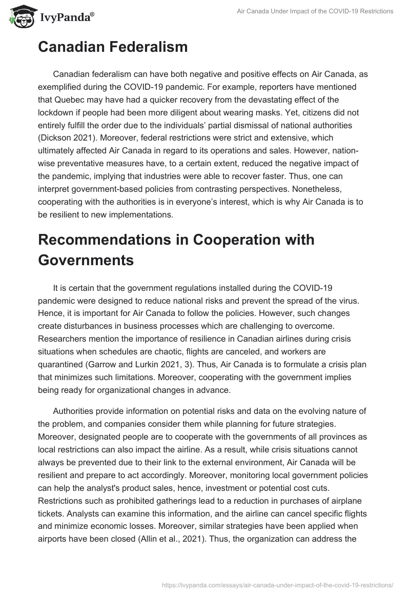 Air Canada Under Impact of the COVID-19 Restrictions. Page 3