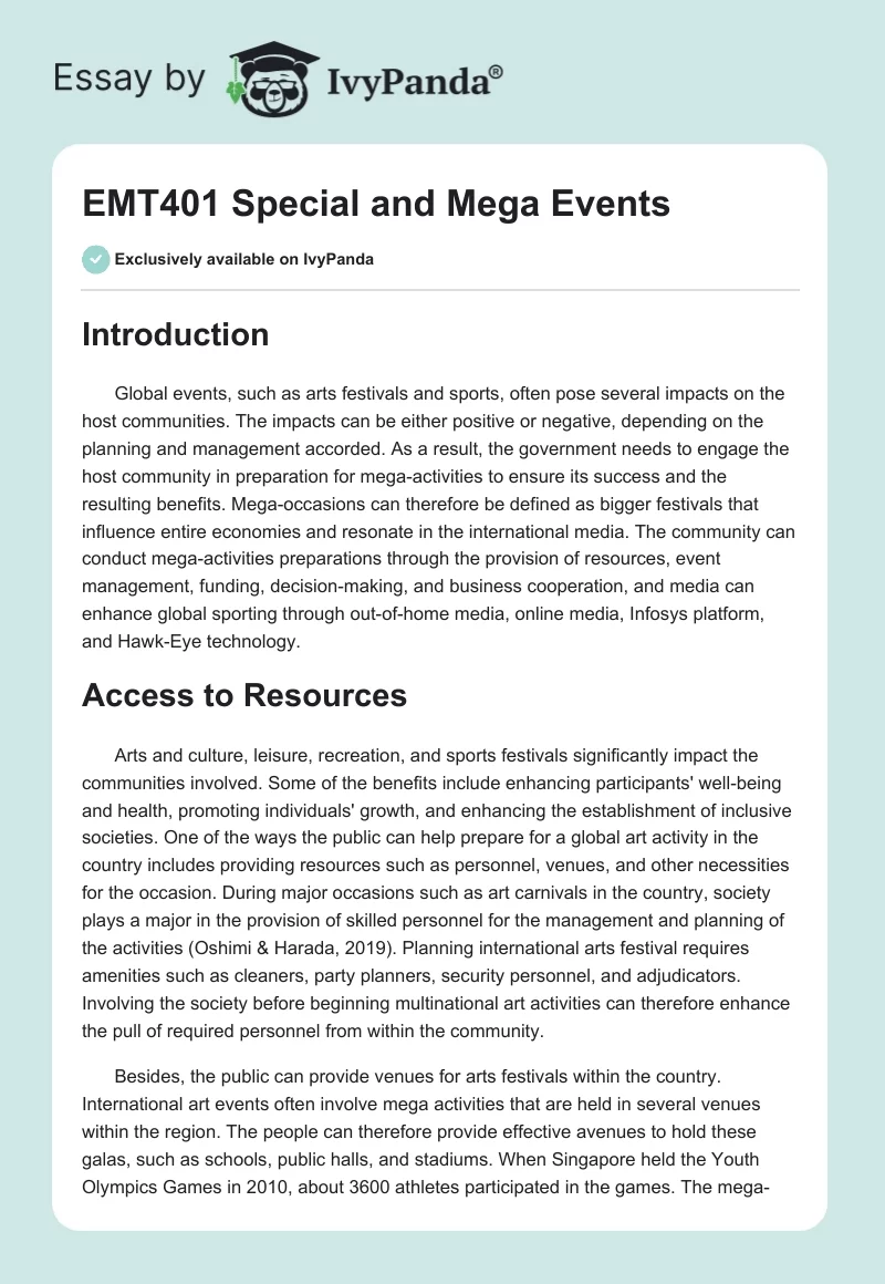 EMT401 Special and Mega Events. Page 1