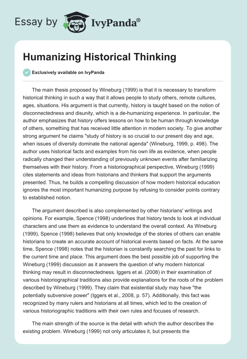 Humanizing Historical Thinking. Page 1