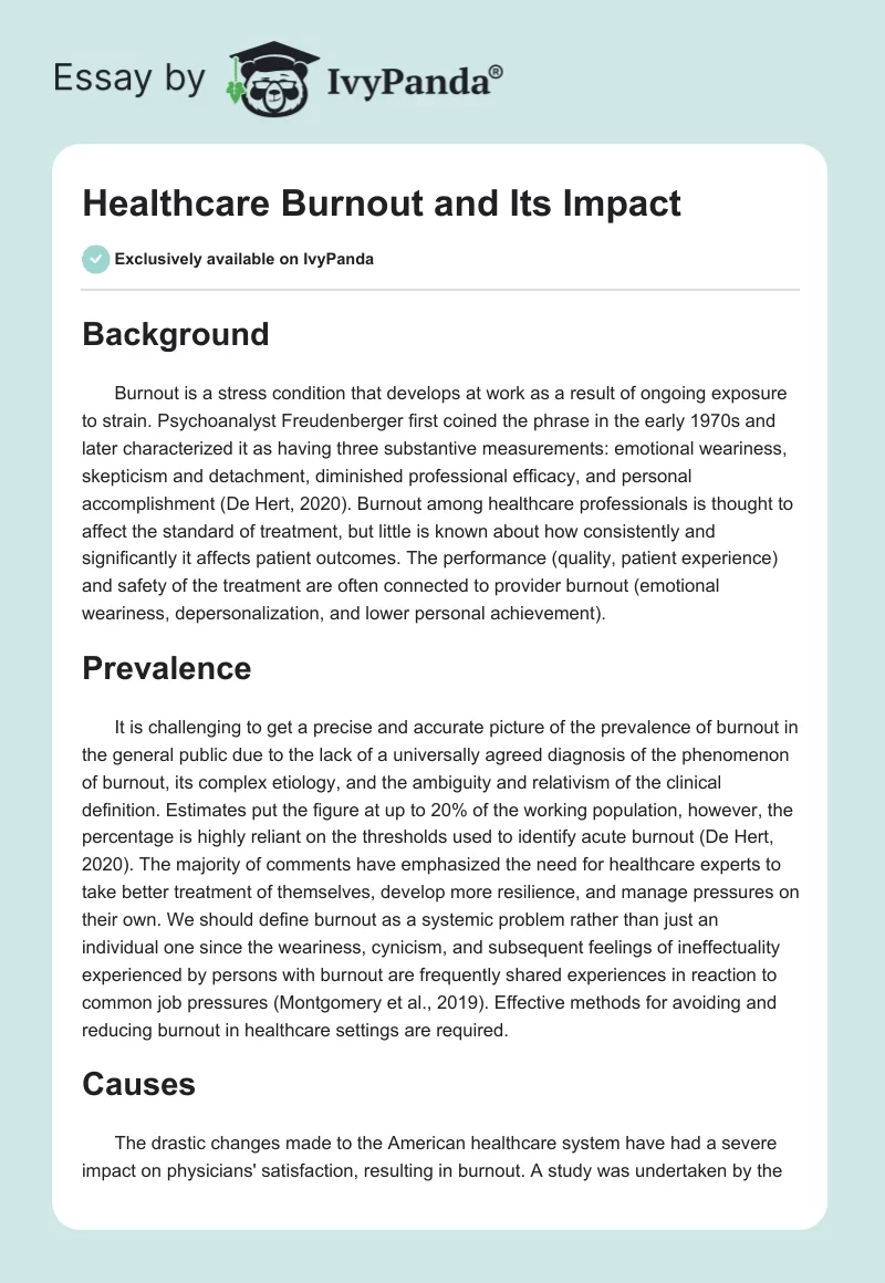 Healthcare Burnout and Its Impact. Page 1
