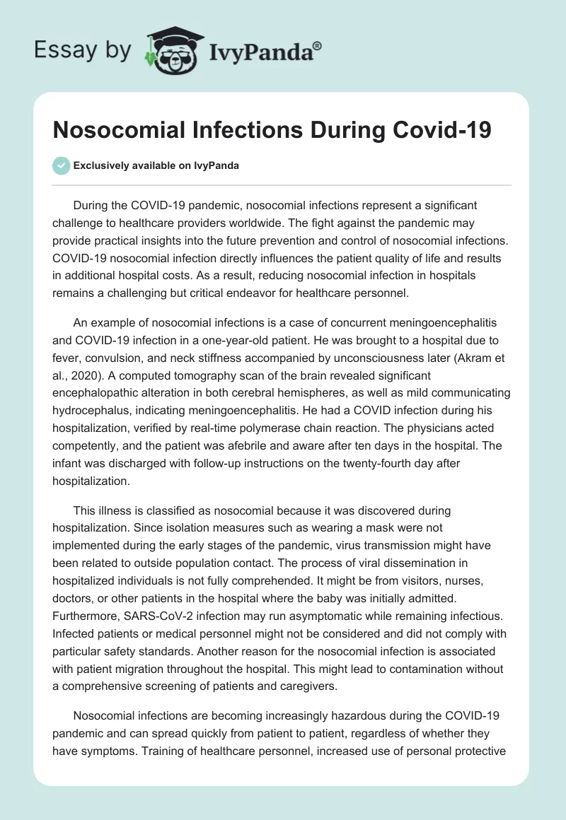 Nosocomial Infections During Covid-19. Page 1
