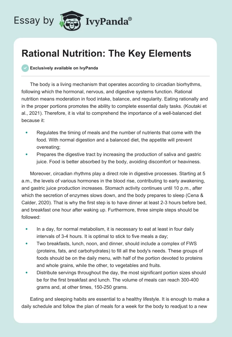Rational Nutrition: The Key Elements. Page 1