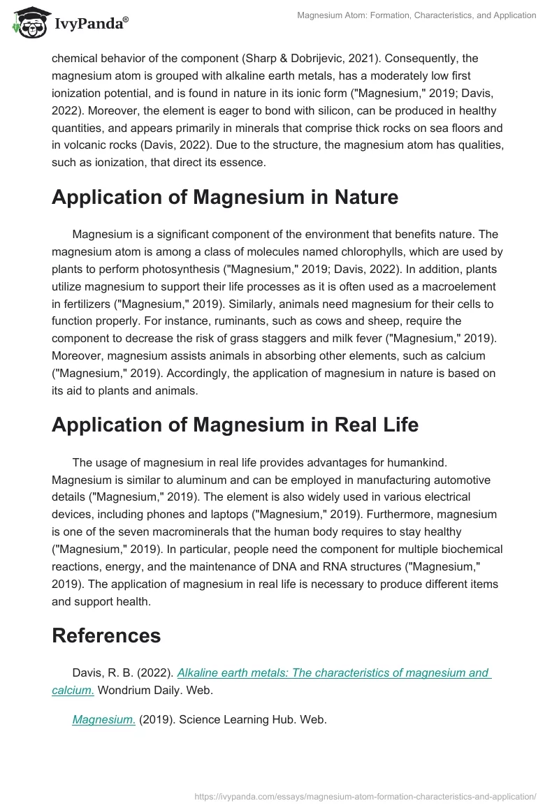 Magnesium Atom: Formation, Characteristics, and Application. Page 2