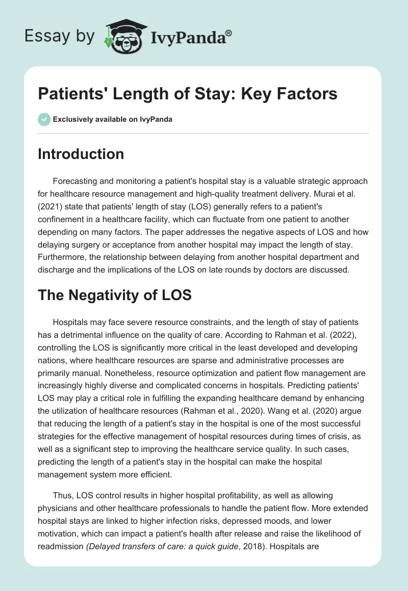 Patients' Length of Stay: Key Factors. Page 1