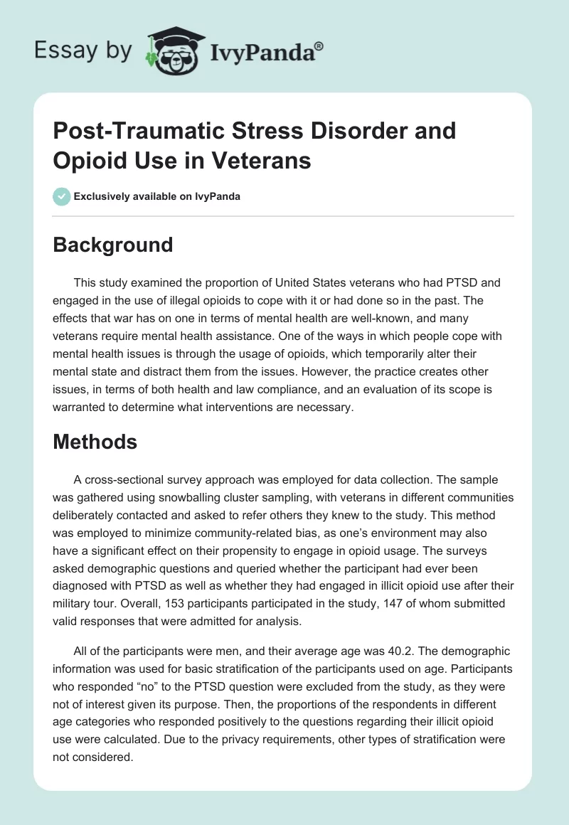 Post-Traumatic Stress Disorder and Opioid Use in Veterans. Page 1