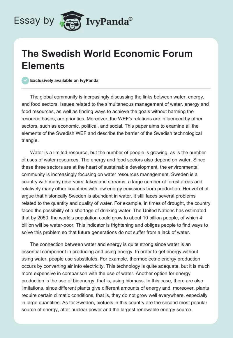 The Swedish World Economic Forum Elements. Page 1