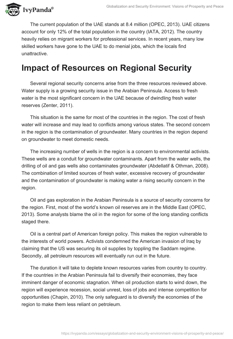 Globalization and Security Environment: Visions of Prosperity and Peace. Page 3
