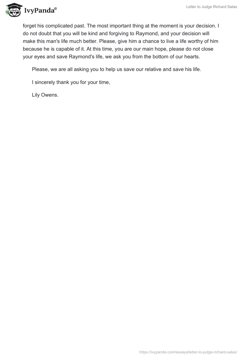 Letter to Judge Richard Salas. Page 2