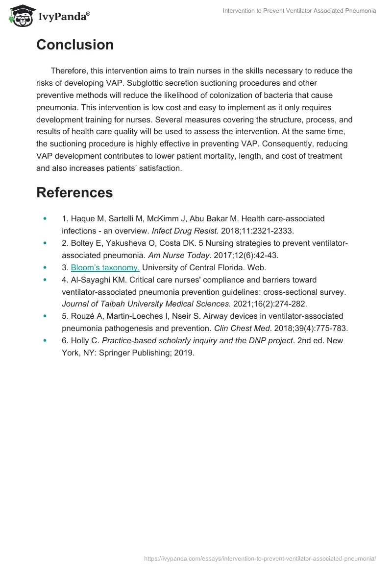 Intervention to Prevent Ventilator Associated Pneumonia. Page 4