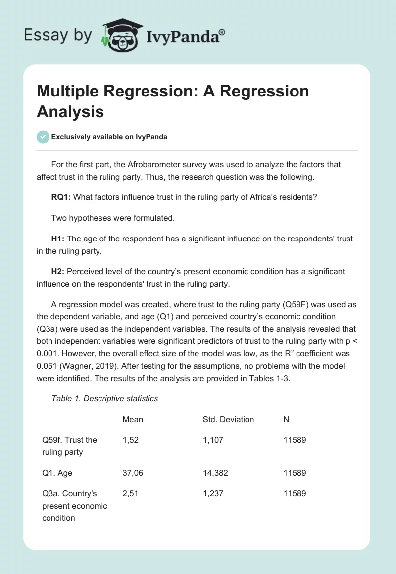 Multiple Regression: A Regression Analysis. Page 1