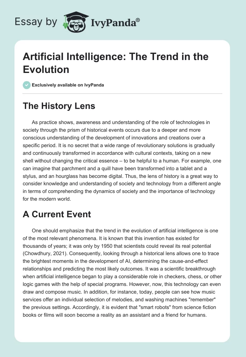 Artificial Intelligence: The Trend in the Evolution. Page 1