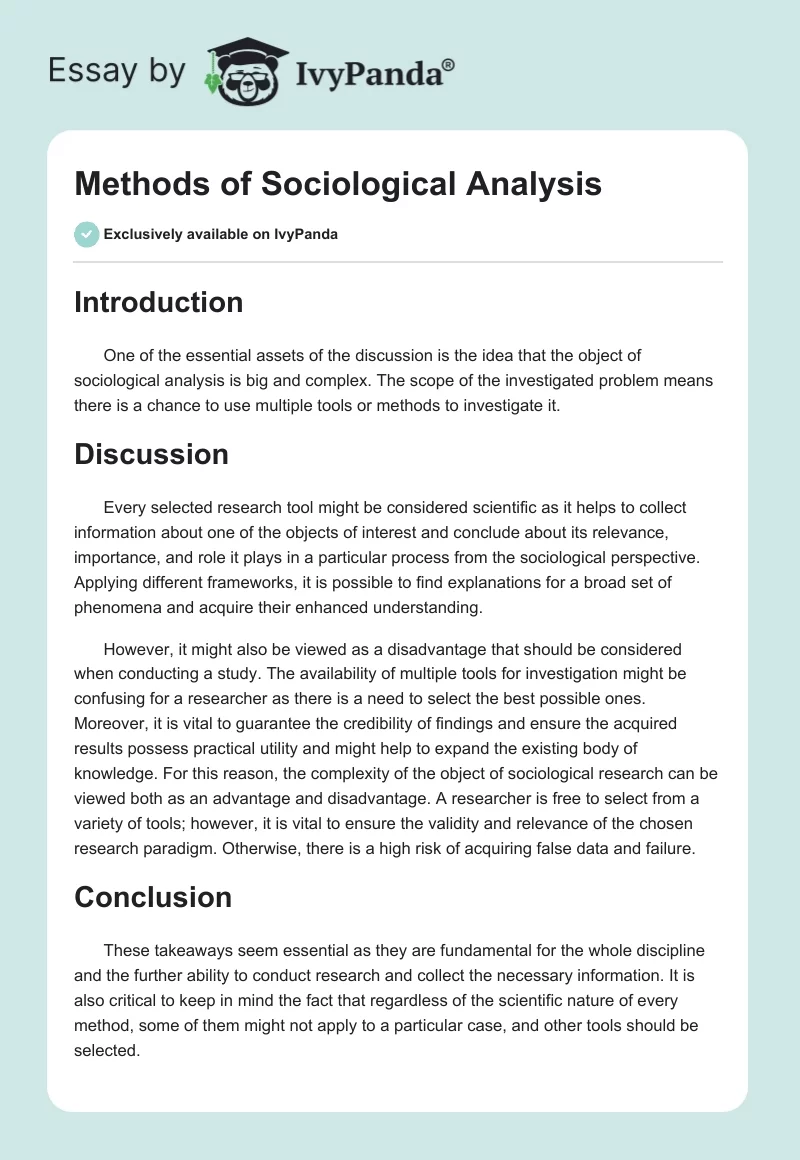 Methods of Sociological Analysis. Page 1