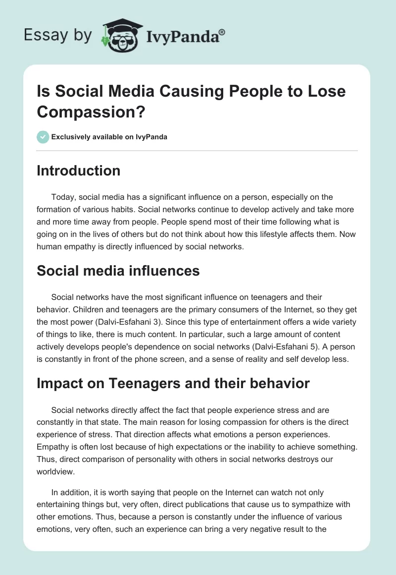 Is Social Media Causing People to Lose Compassion?. Page 1