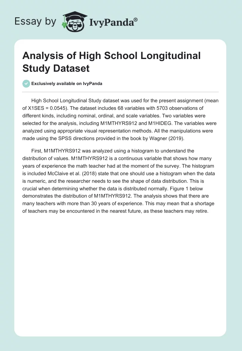 Analysis of High School Longitudinal Study Dataset. Page 1