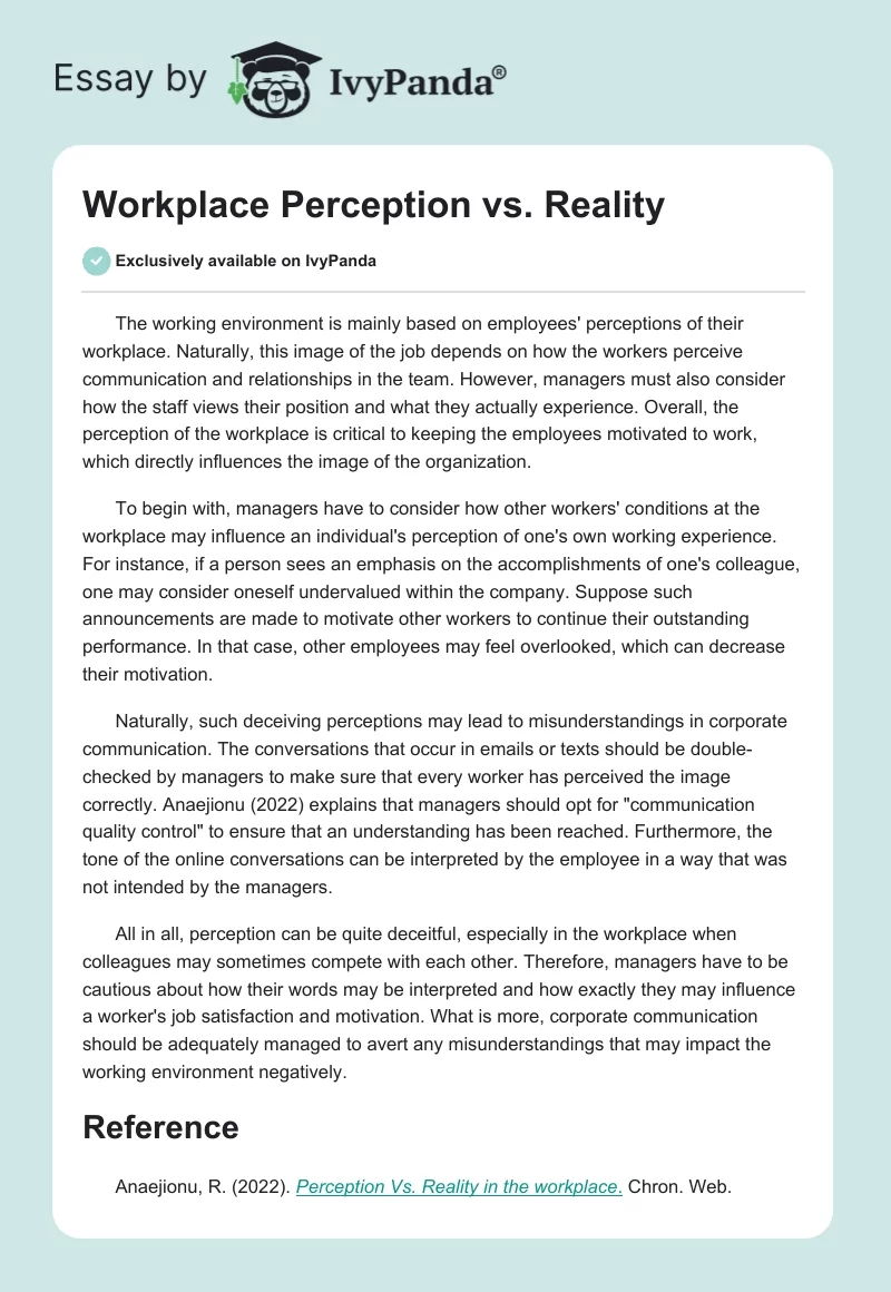 Workplace Perception vs. Reality. Page 1