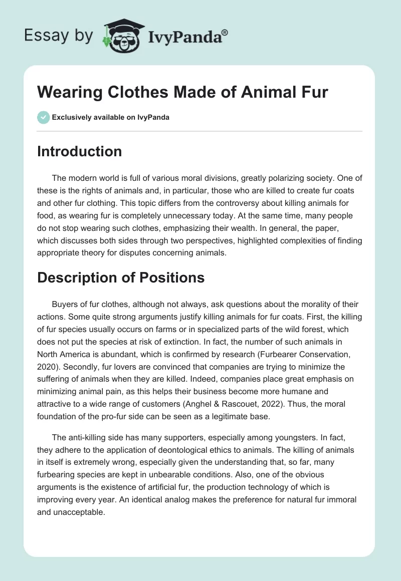 Wearing Clothes Made of Animal Fur. Page 1
