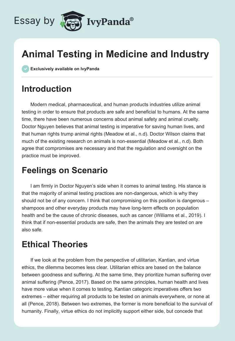 Animal Testing in Medicine and Industry. Page 1