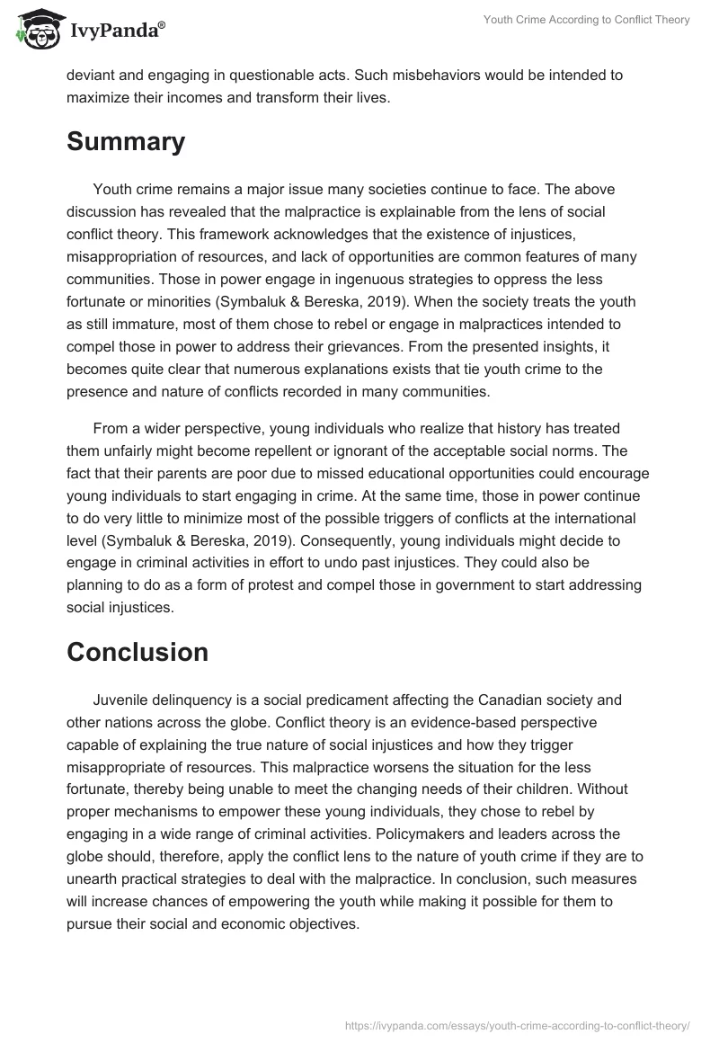 Youth Crime According to Conflict Theory. Page 5