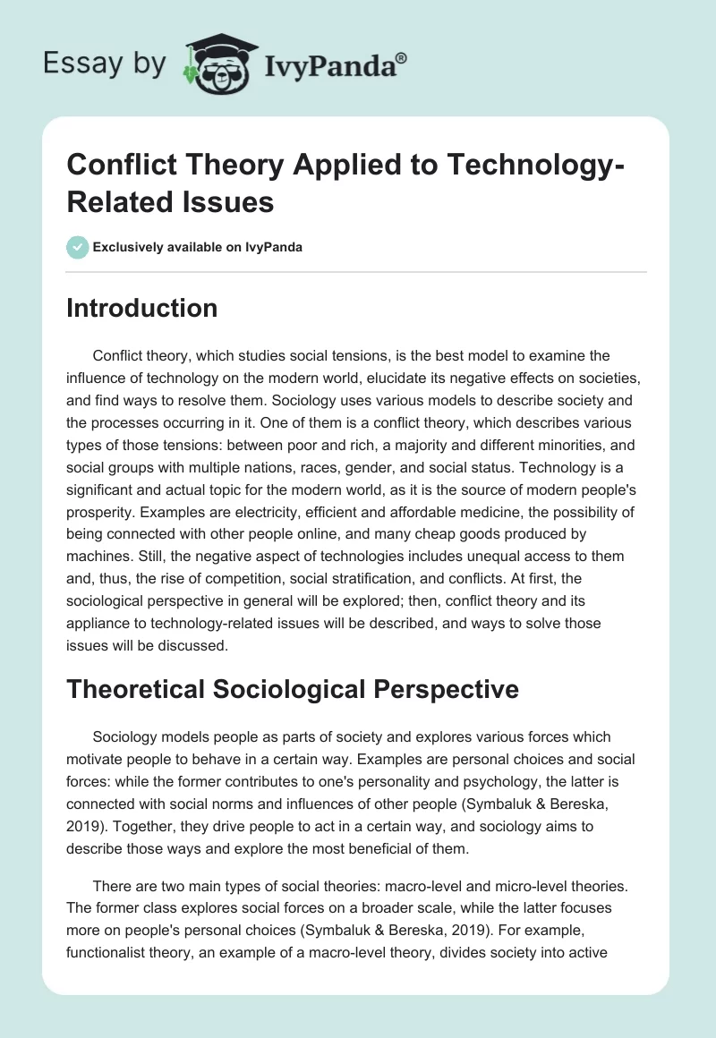 Conflict Theory Applied to Technology-Related Issues. Page 1