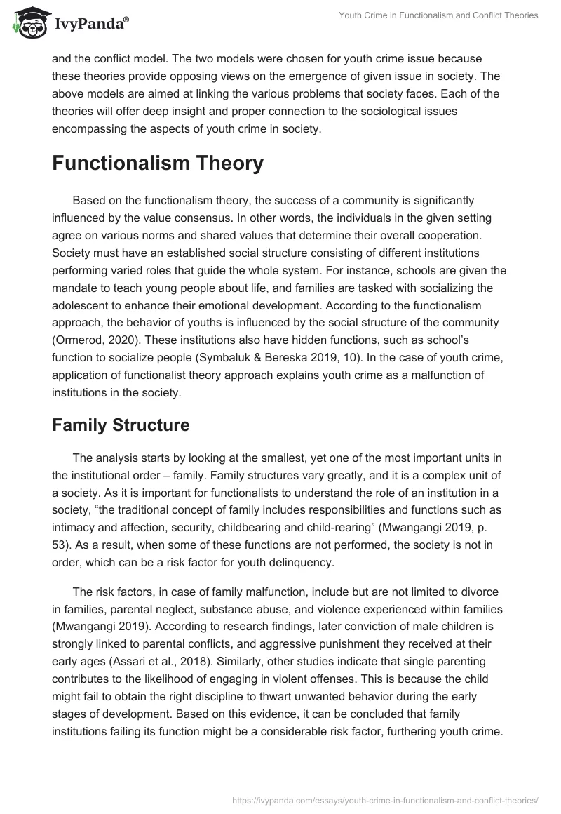 Youth Crime in Functionalism and Conflict Theories. Page 2