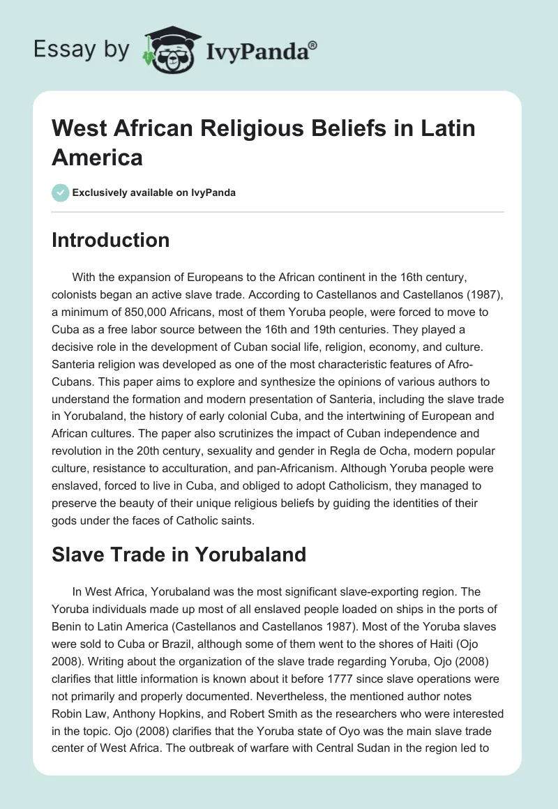 West African Religious Beliefs in Latin America. Page 1