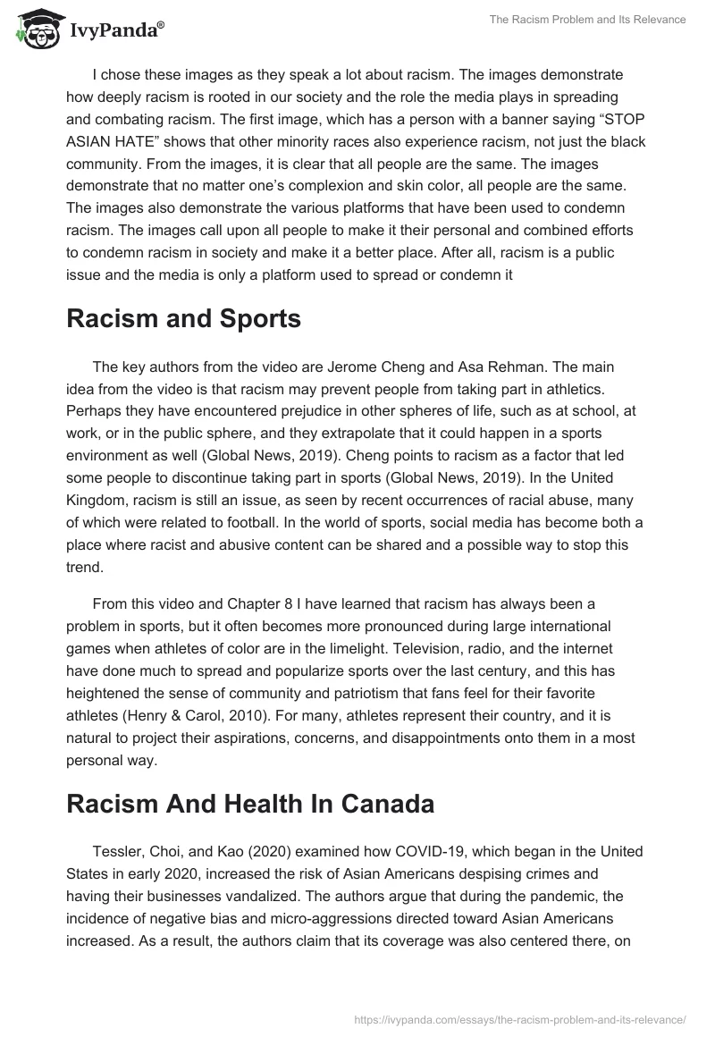 The Racism Problem and Its Relevance. Page 2