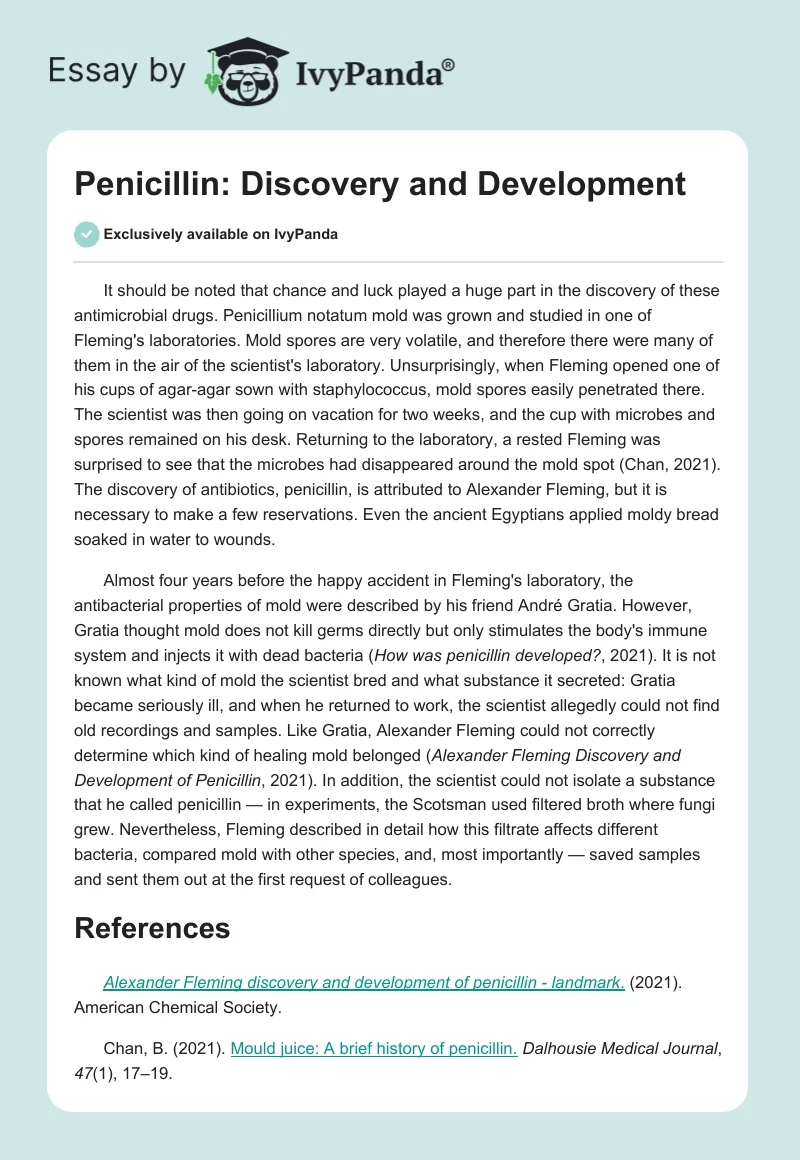 Penicillin: Discovery and Development. Page 1