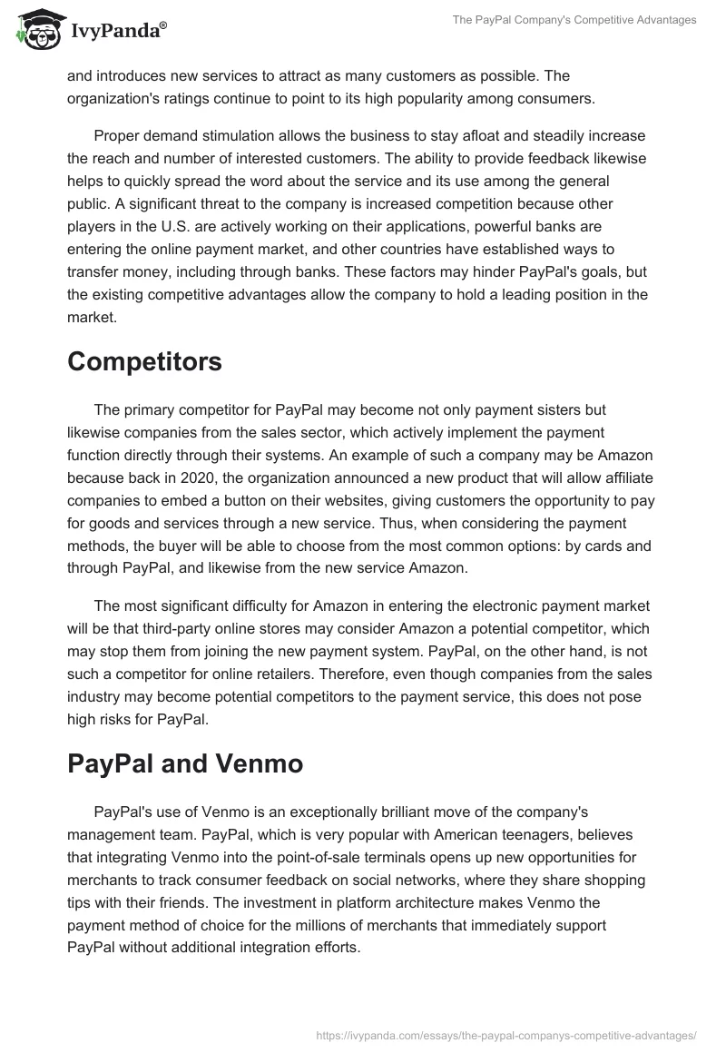The PayPal Company's Competitive Advantages. Page 2