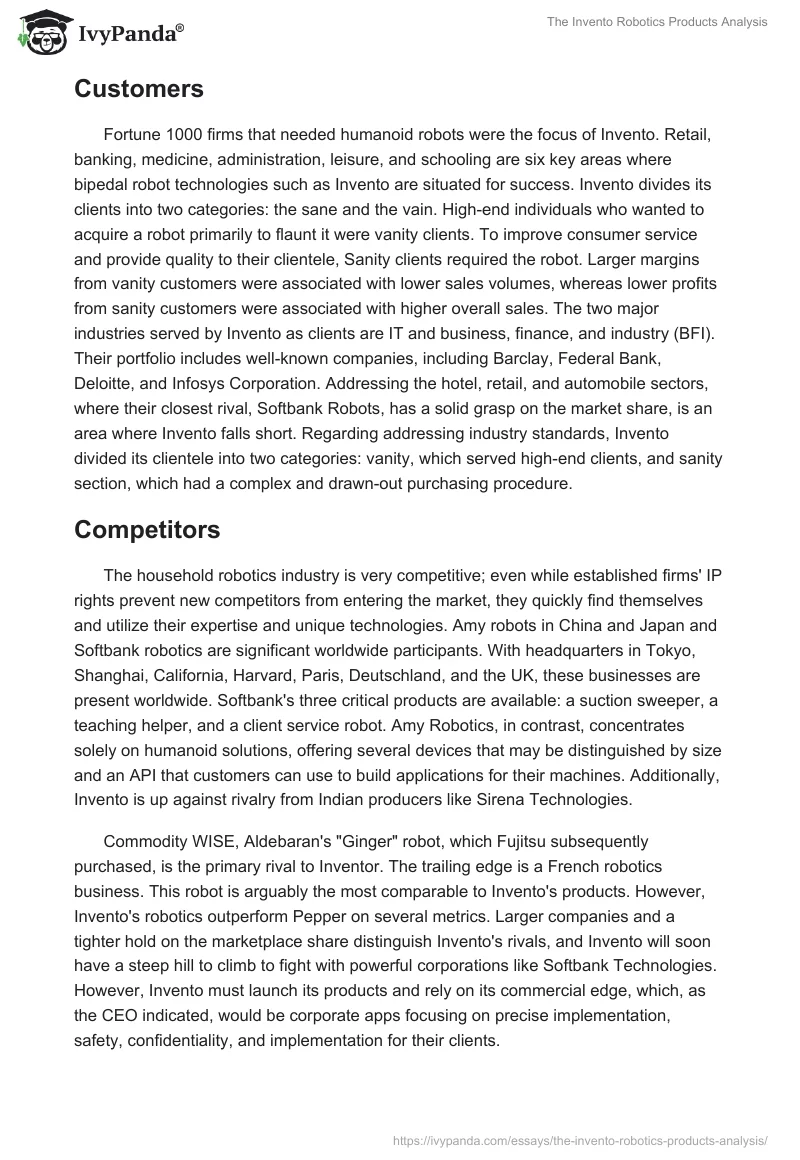 The Invento Robotics Products Analysis. Page 3