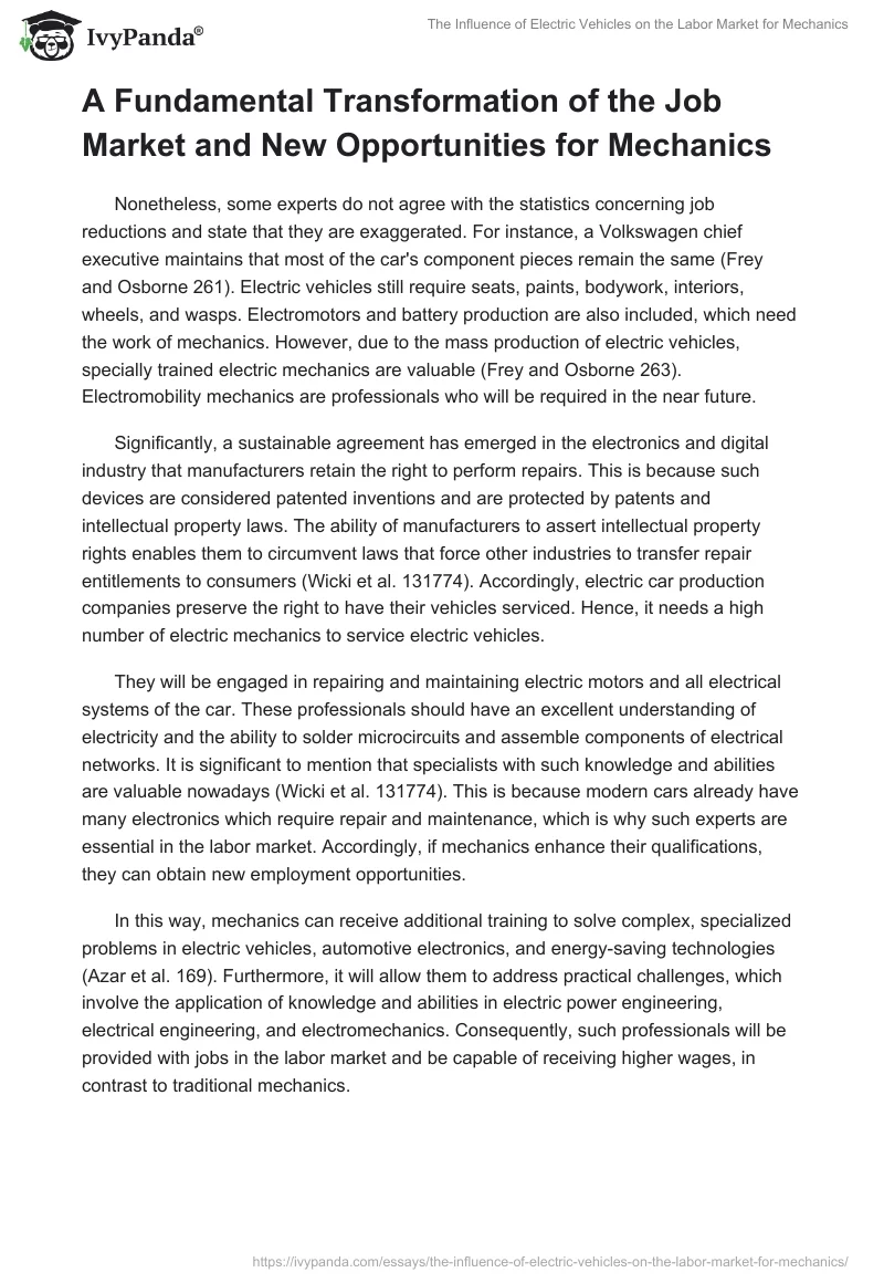The Influence of Electric Vehicles on the Labor Market for Mechanics. Page 2