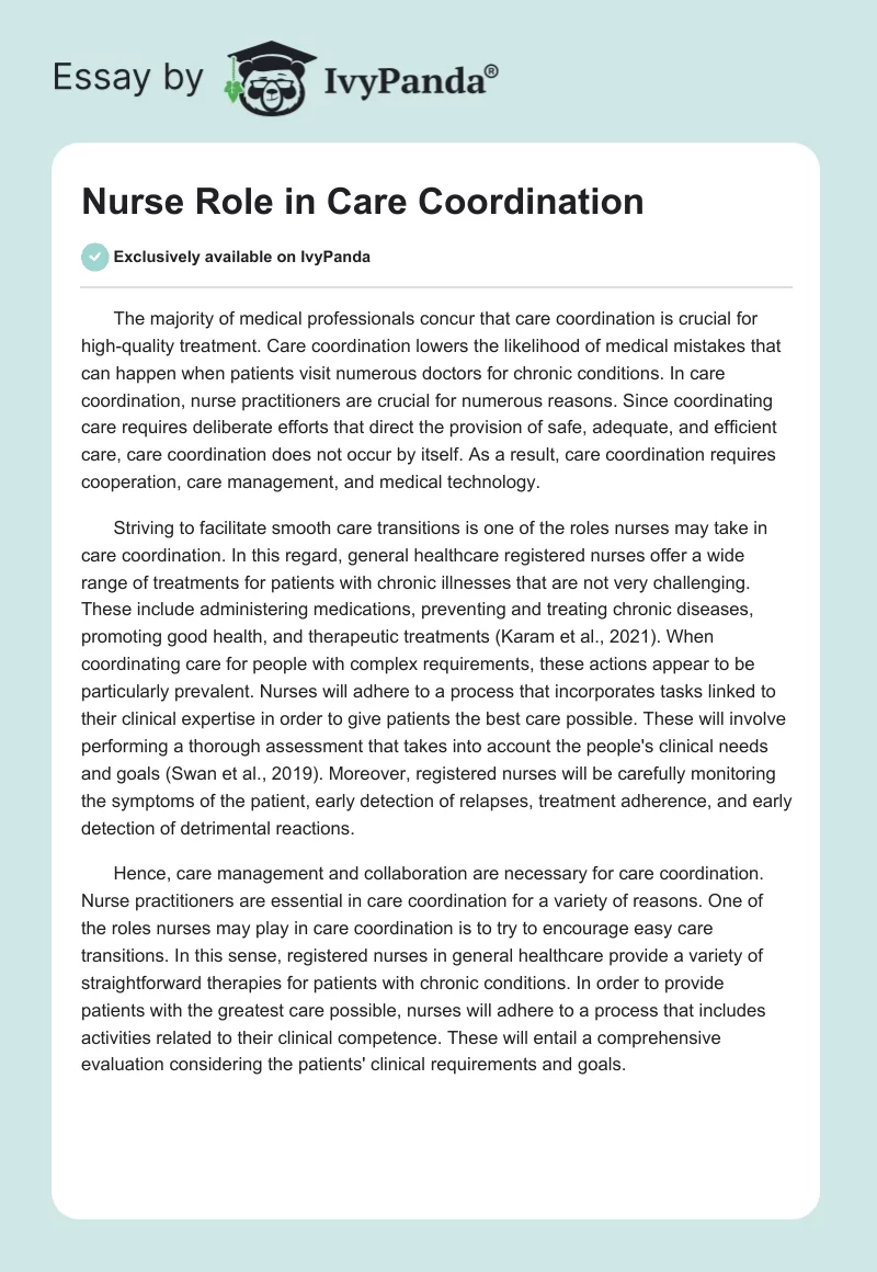 Nurse Role in Care Coordination. Page 1