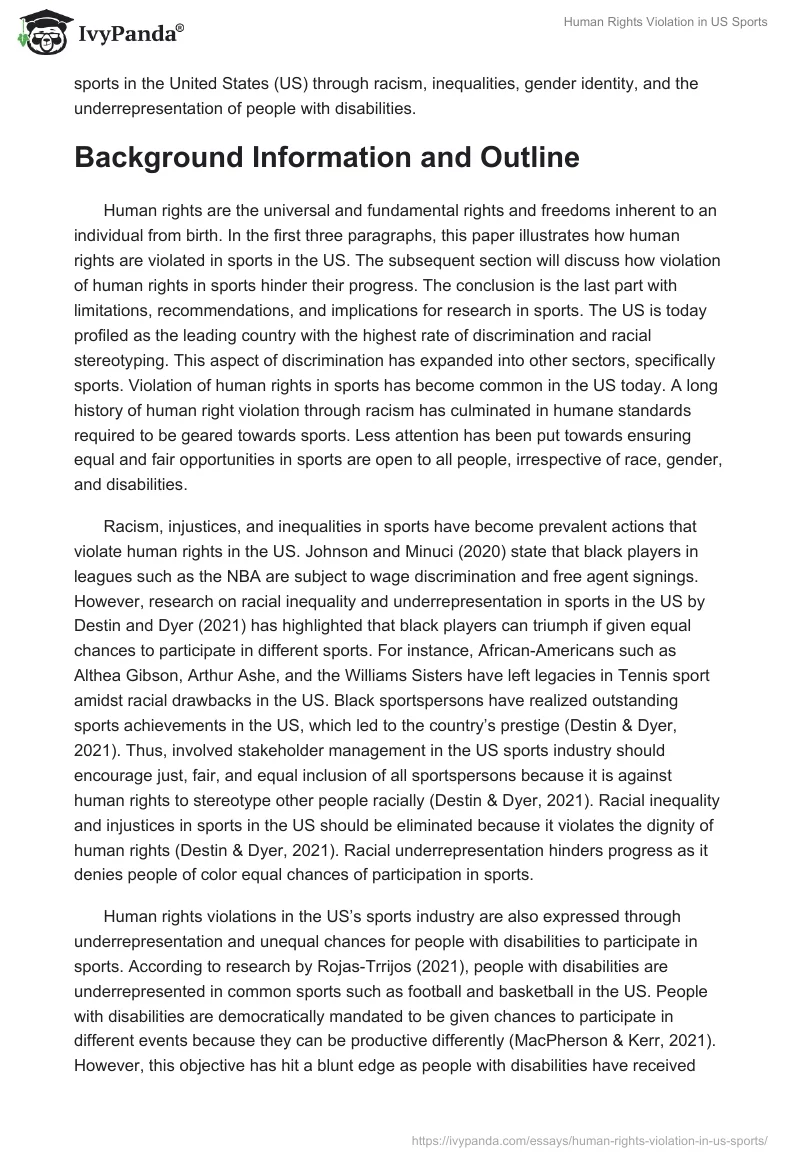Human Rights Violation in US Sports. Page 2