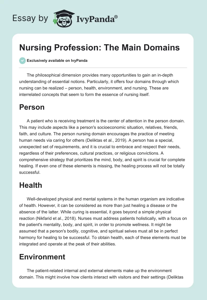 Nursing Profession: The Main Domains. Page 1